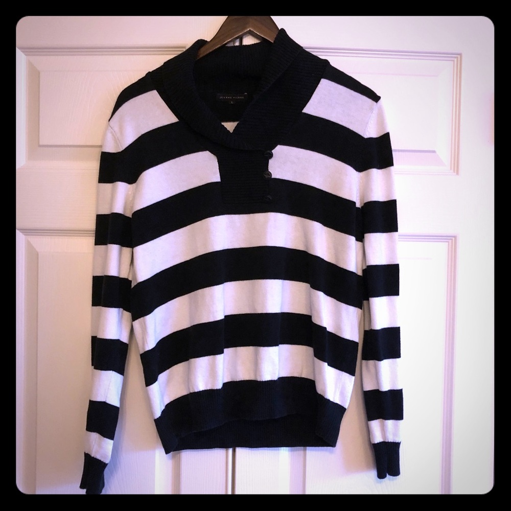 Jeanne Pierre Black and White Striped Sweater